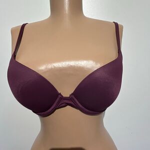 PINK Victoria's Secret Maroon Wear Everywear Underwire Push Up Bra Size 32B